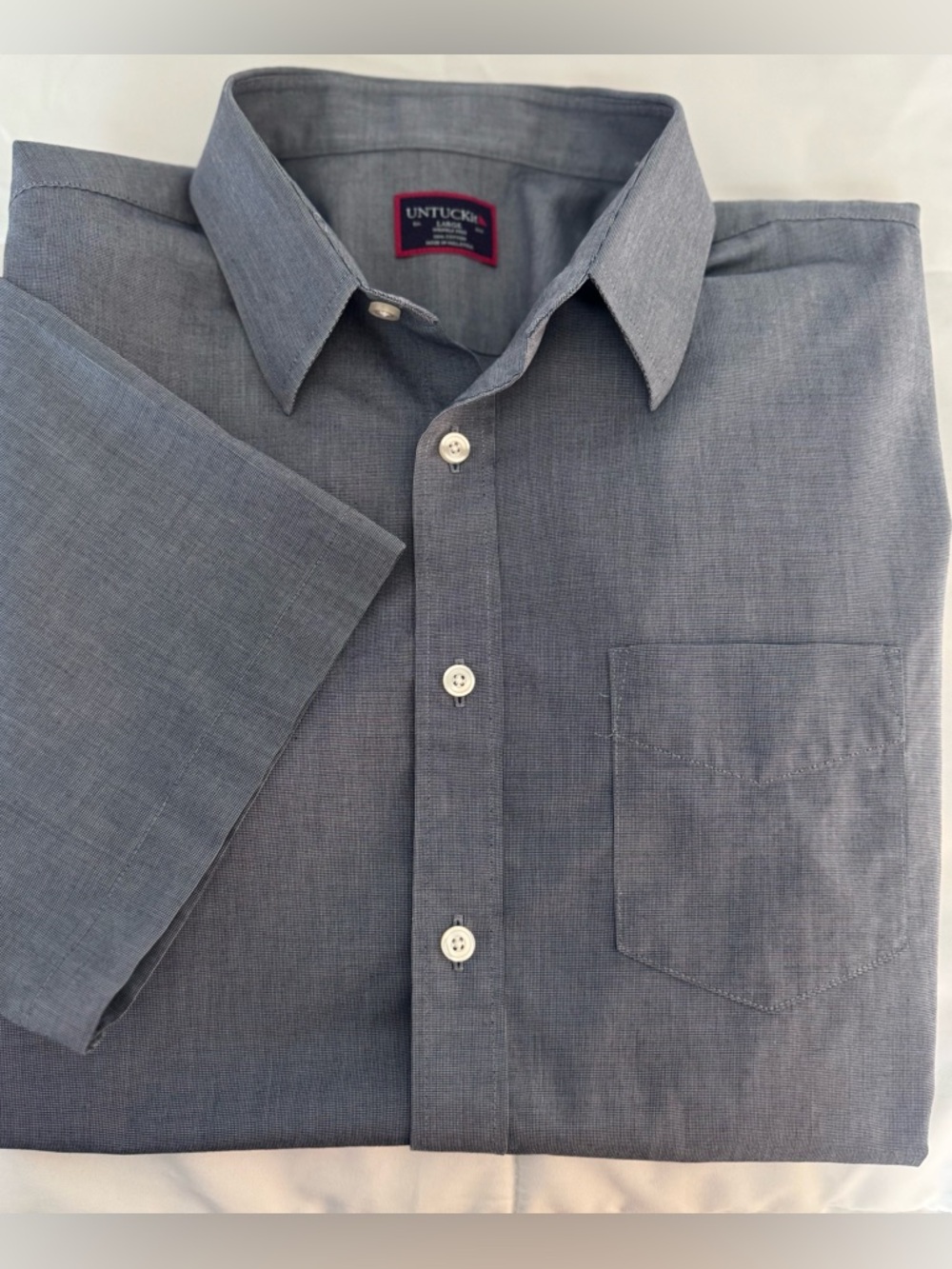 UNTUCKit Men's Short Sleeve Button-Down Shirt — Dusty Blue